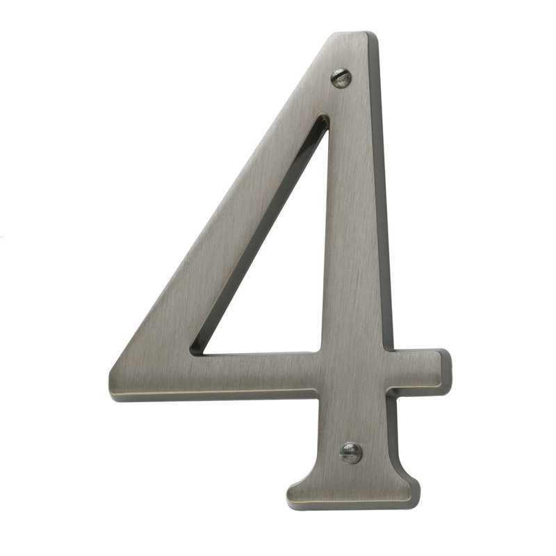 4.75" H Brass House Number, 4, Polished Chrome
