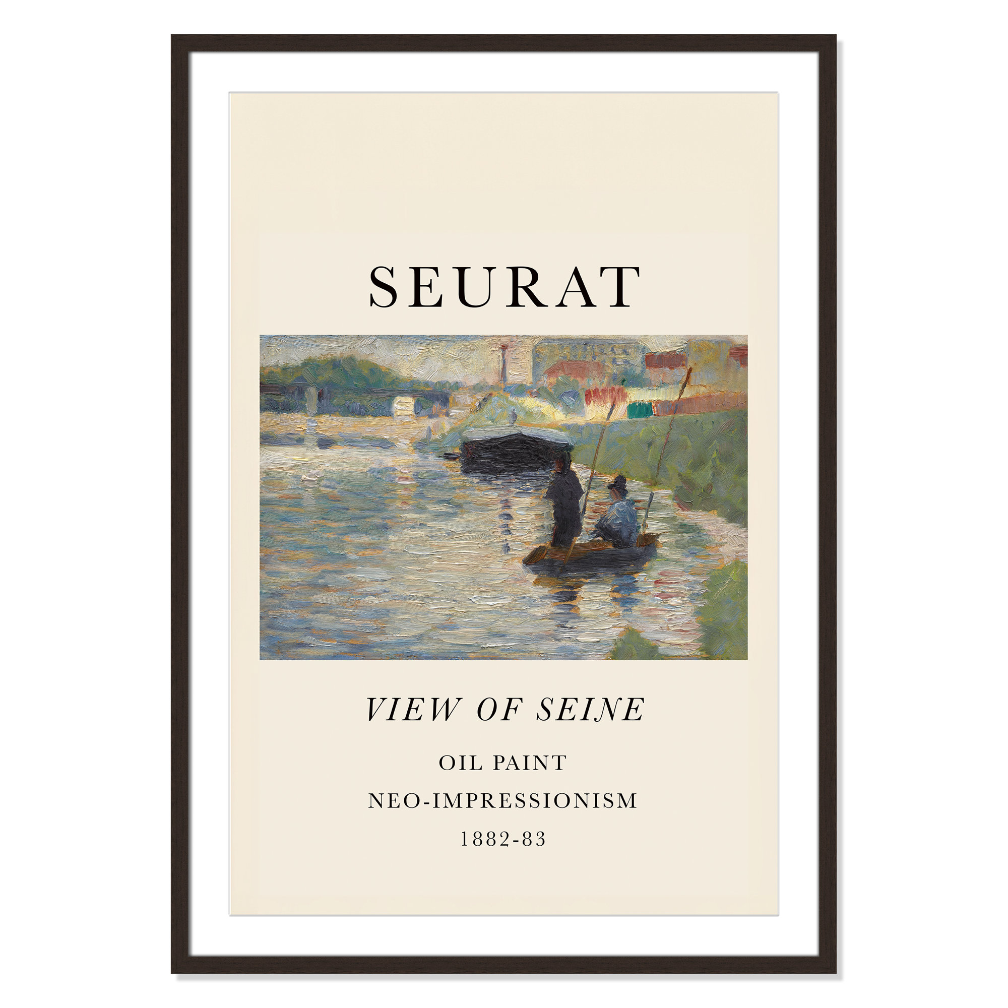View Of Seine by Georges Seurat, Walnut Single Picture Frame, Yes, 41.5" H x 29.5" W x 1.25" D