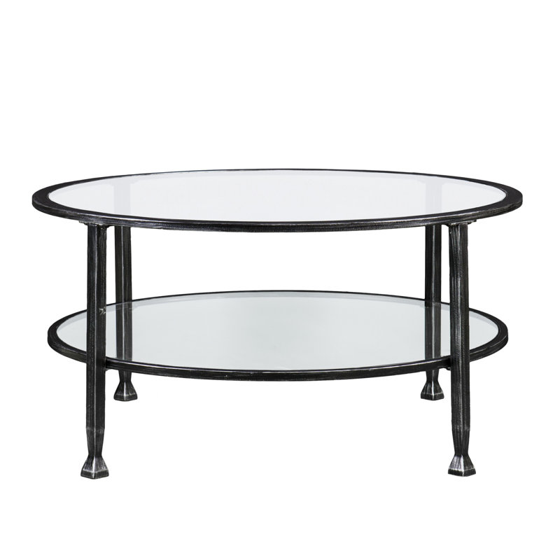 Jordyan Glass Top Coffee Table, Black
