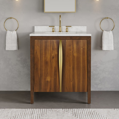 Meuble-lavabo en marbre blanc Carrara de 30 po Klangenc