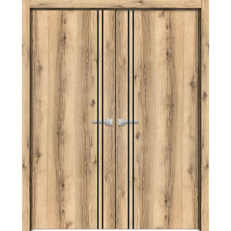 Portes françaises en bois massif massif, Chêne, 84 po x 96 po