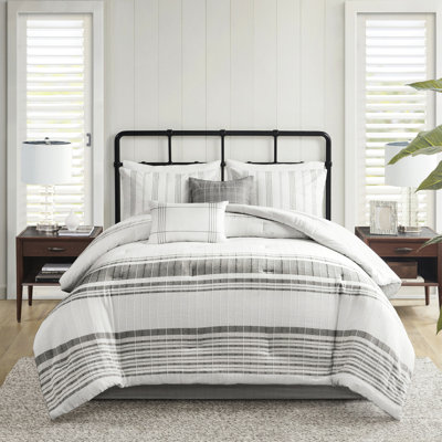 6 pièces de literie pour grand lit - gris coton / blanc, meilleur ajustement du matelas, édredon surdimensionné lavable à la machine,