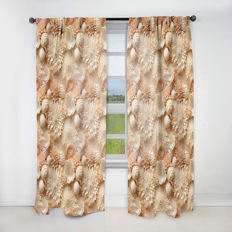 Seashell - Motif tropical en dentelle - Rideau floral - Rideau floral obscurcissant - 1 panneau, L 52 po x L 95 po