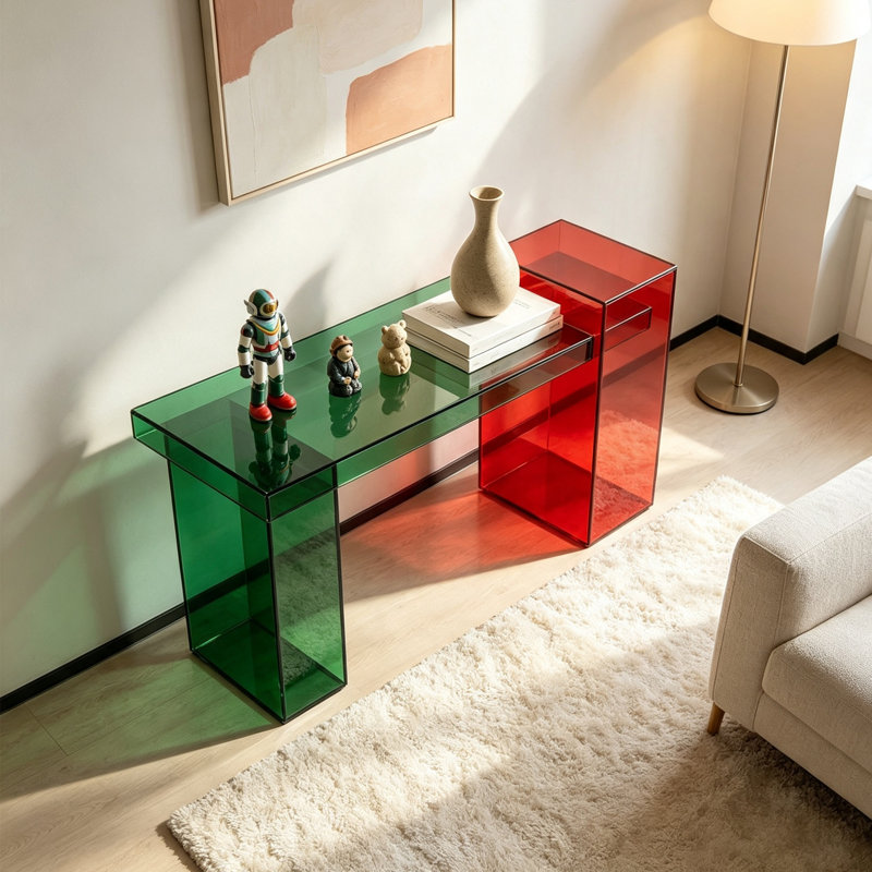 Console artistique en acrylique, H 31,5 po x l 47,24 po x P 13,78 po