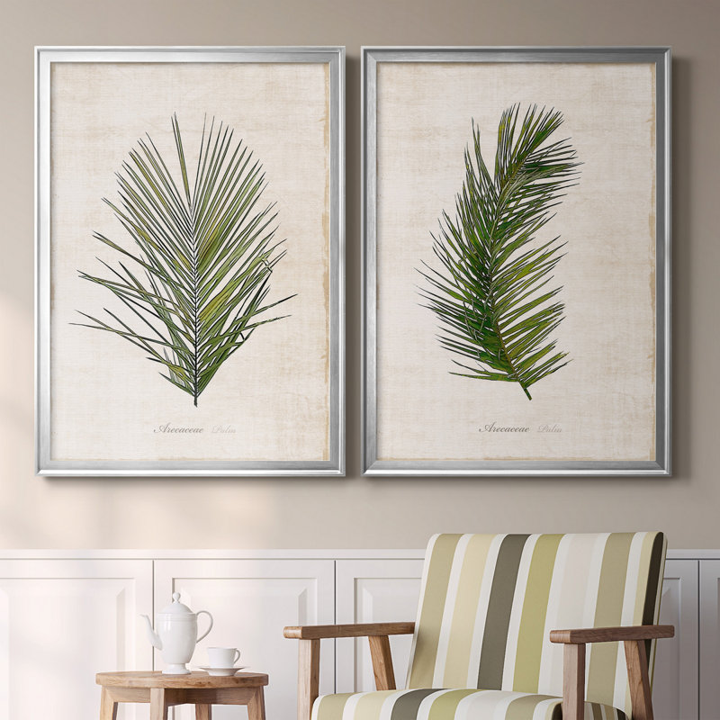 Palm Botanical I - ensemble de 2 photographies sur toile, Toile encadrée, H 30,5 po x l 85 po, Argent argent