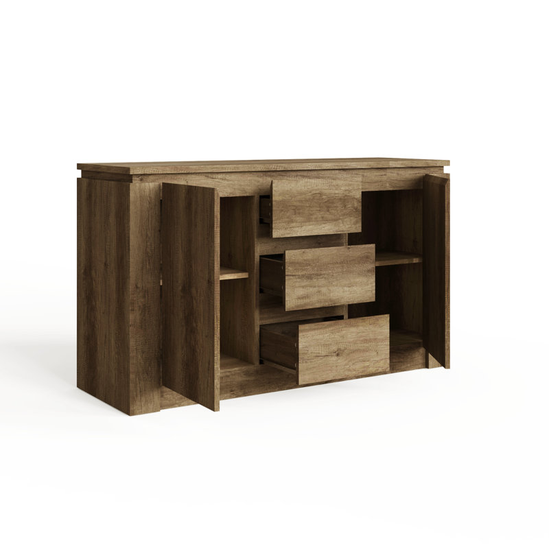 Allred 119 Cm Wide 3 Drawer Sideboard, Oak