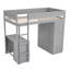 Lit mezzanine simple avec placards, bureau et armoire, bois de fusion gris et ensemble d'armoire-259281542-259281543