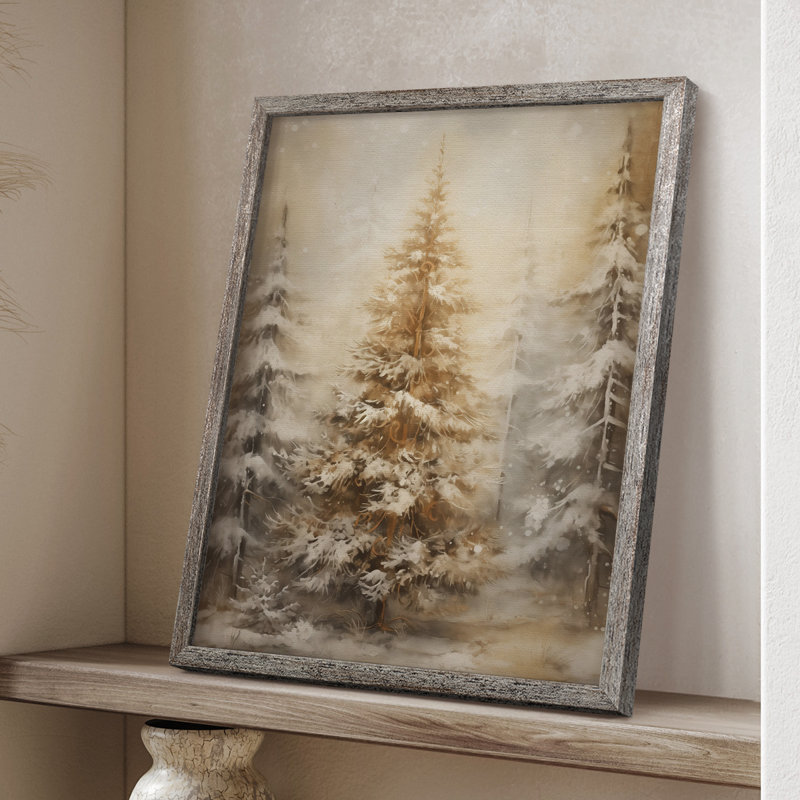 «Christmas Holiday Art», reproduction encadrée en bois massif, H 15 po x l 12 po