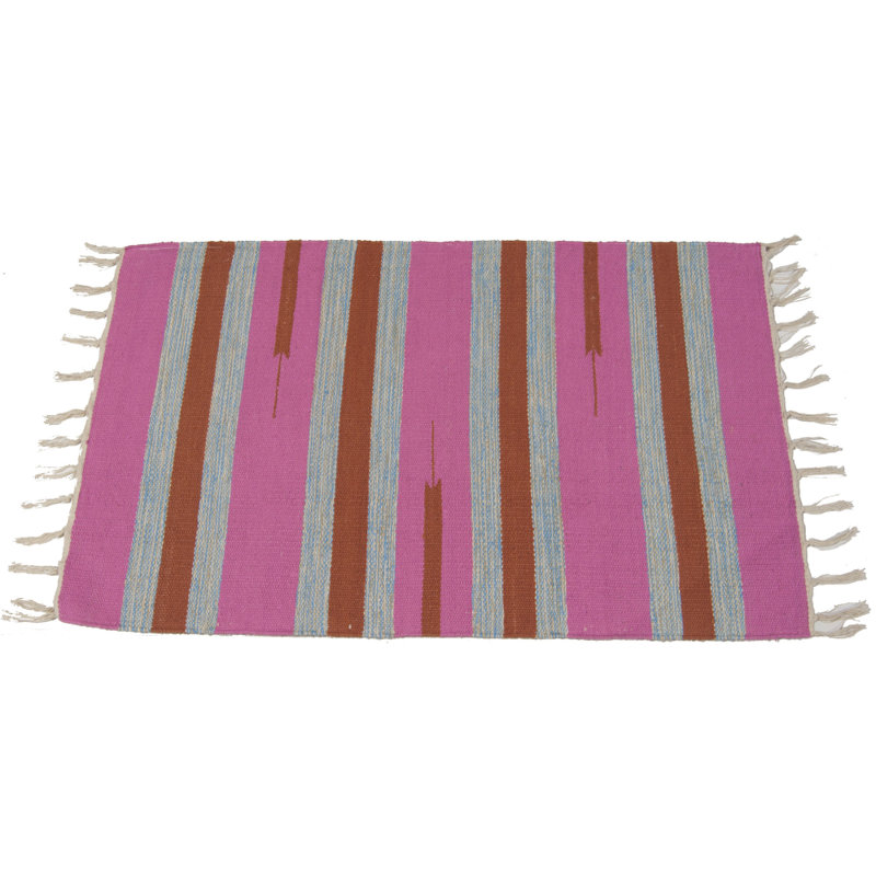 Menands Rectangle 50 cm x 80 cm Striped Hand Knotted Kilim