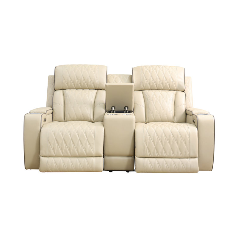 Layla Electric Breathing Leather Recliner Loveseat, Beige