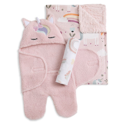 Enchanted Dreams 3 Pc Gift Set - Sherpa Sack Wrap, Bamboo Muslin Wrap & Velour Blanket