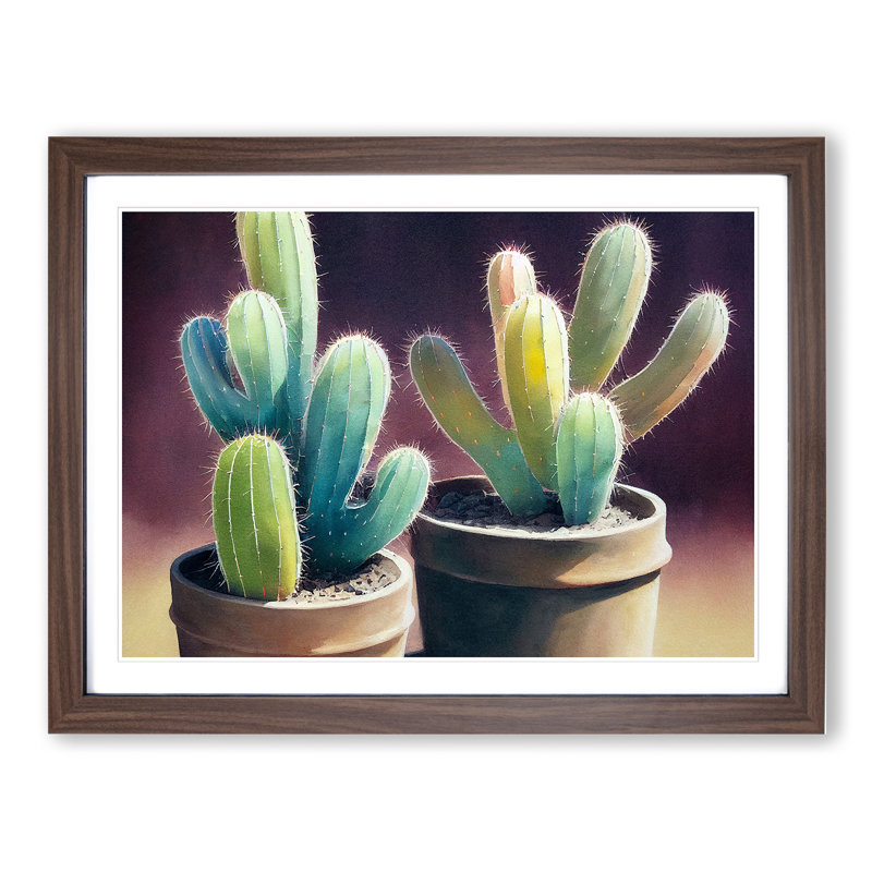 XH1022-9707X Vivid Cactus - Single Picture Frame Print, 34cm H x 46cm W, Brown