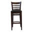 4 chaises de bar à dossier échelle en bois avec siège rembourré en similicuir