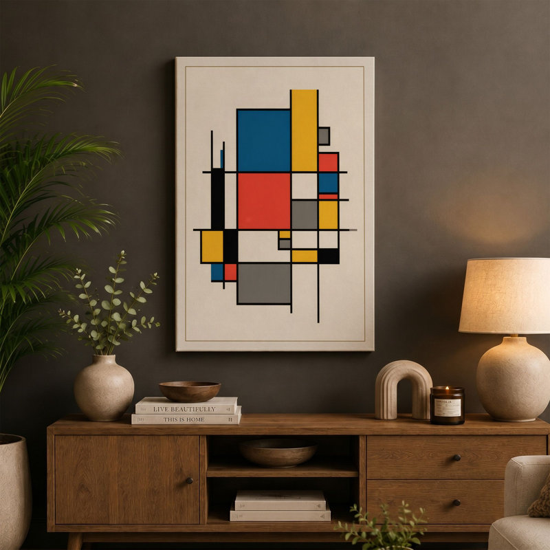 Order Geometric - Wrapped Canvas, 18x12 - 45.7 x 30.5 cm, Teal Border
