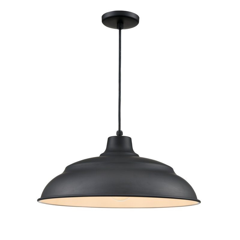 Breakwater Bay R Series 1 Light Cord Hung Aluminum Warehouse in Satin Black