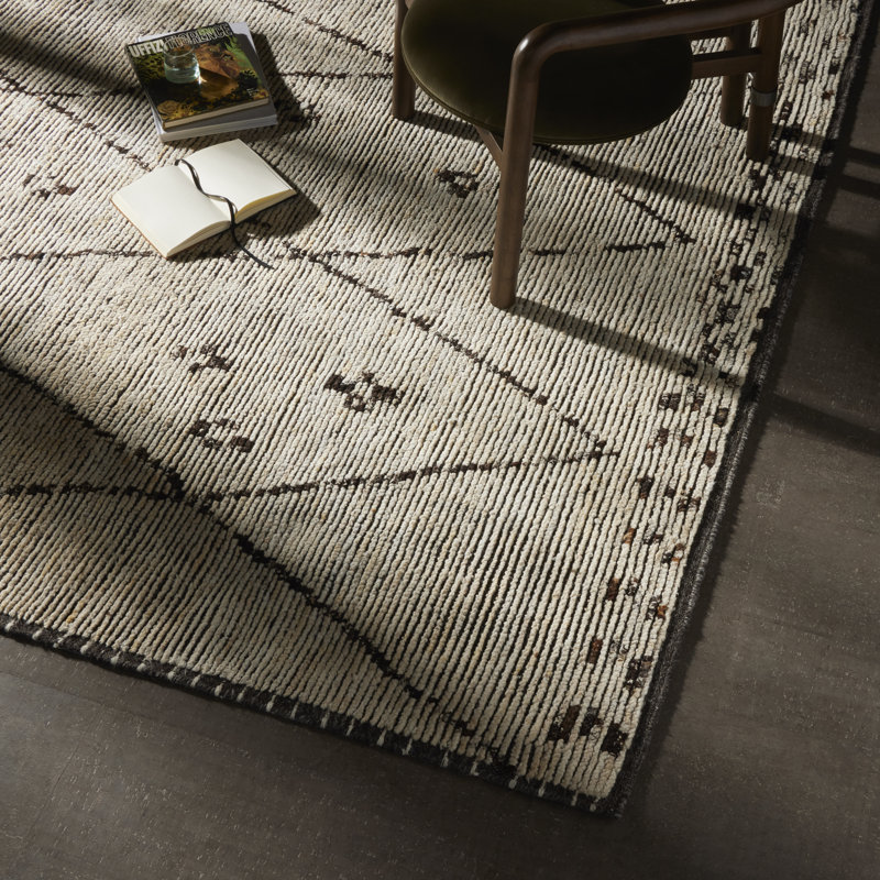 Tapis beige / brun en laine / polyester noué à la main Smather Argyle, Rectangle 9 pi x 12 pi