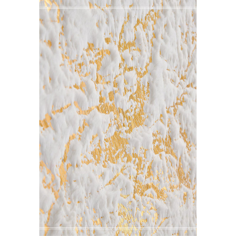 Luxury Machine Washable White Abstract Gold-Gilded Chinchilla Faux Fur Area Rug, Rectangle 5' x 7'