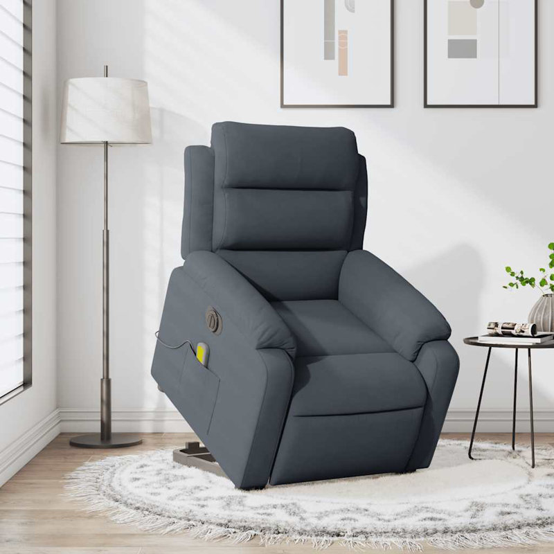 Upholstered Massage Chair, Dark Gray, Electric Push Back
