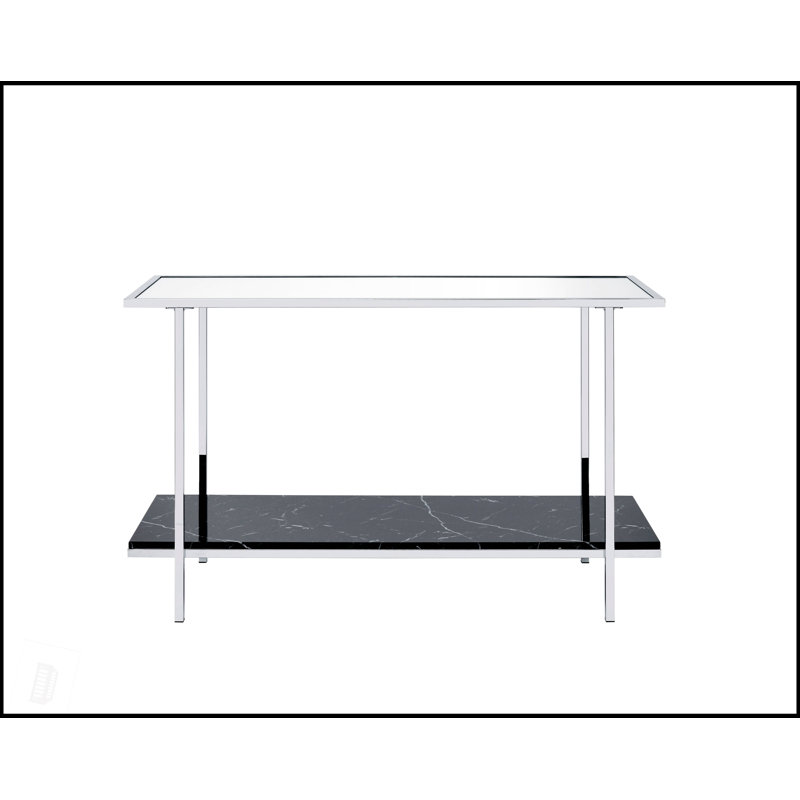 Console en faux marbre et chrome Angwin, élégante et fonctionnelle pour un décor moderne
