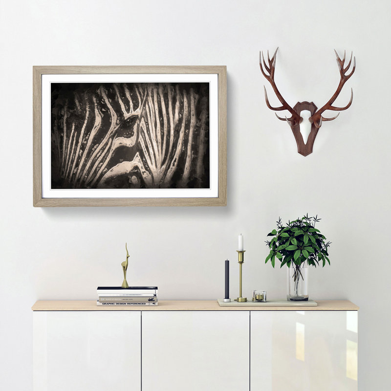 Eye of the Zebra in Abstract - Picture Frame Graphic Art Print, Oak Framed, 27cm H x 36cm W x 2cm D