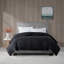 Couverture légère en duvet synthétique avec bordure en satin noir très grand-119335990-119335991