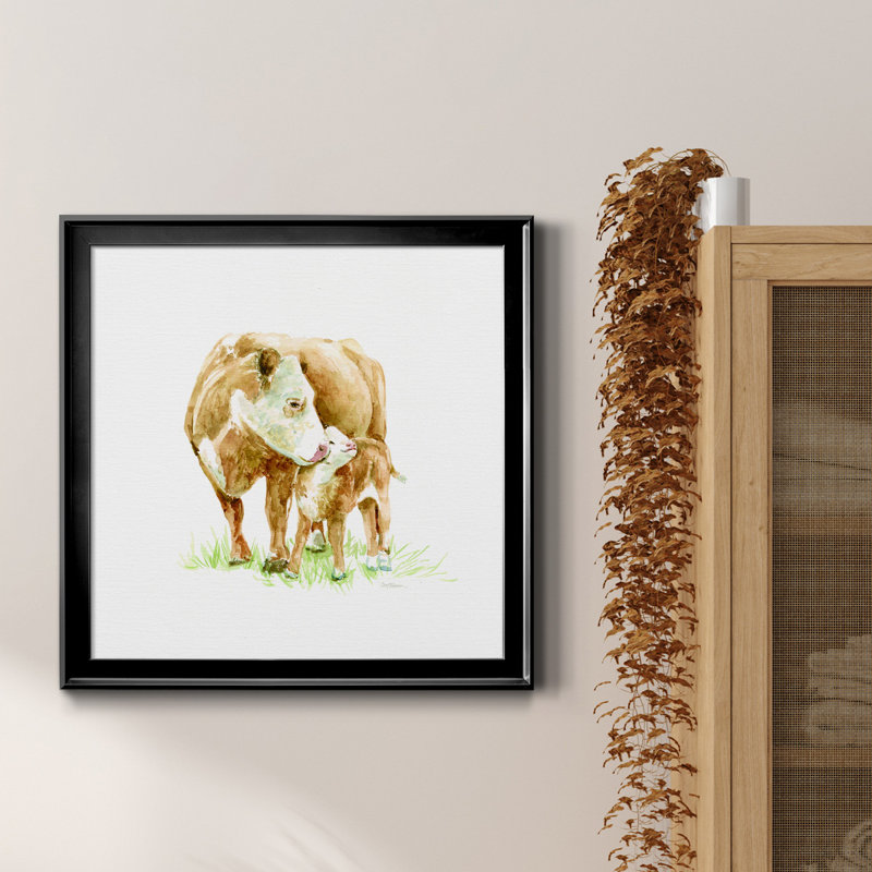 «Cow and Calf», reproduction d'art sur toile encadrée, H 30,5 po x l 30,5 po x P 1,5 po, Cadre noir
