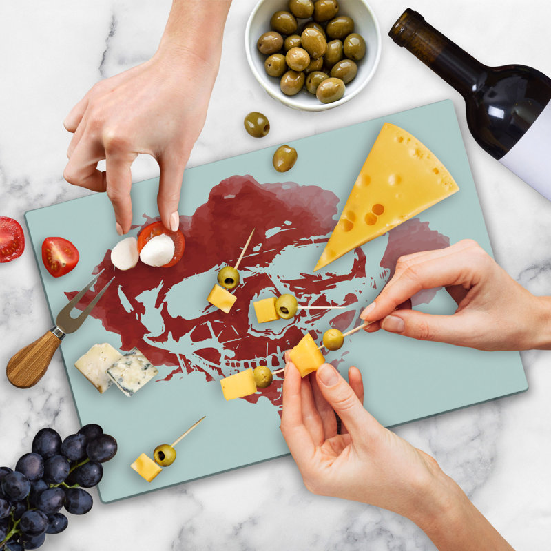 Ambesonne Horror House Cutting Board Large Size Gothic Skeleton Coral