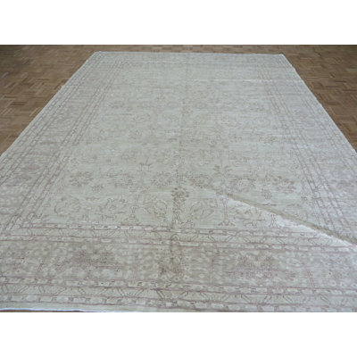 Aslıhan One-of-a-Kind 9'2" X 11'9" Wool Area Rug in Light Gray