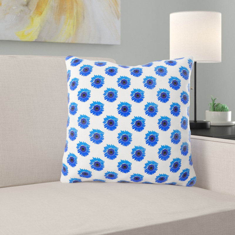 Housse et insert de coussin carré d'extérieur numérique Mounce Sunflower, Synthétique, Intérieur