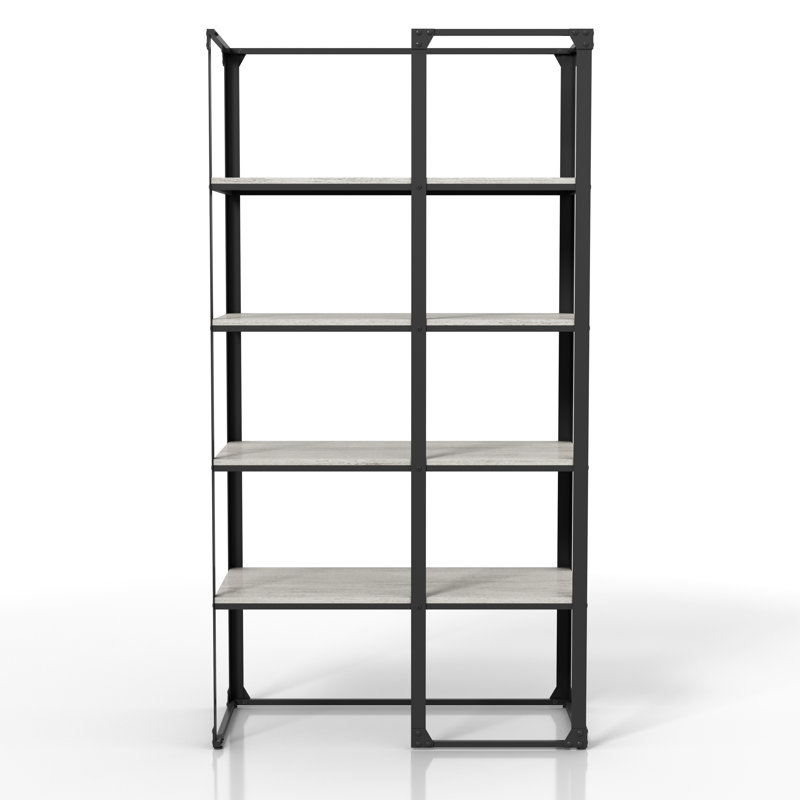 Bexley 72.25"H X 38"W Metal and Wood Etagere Bookcase