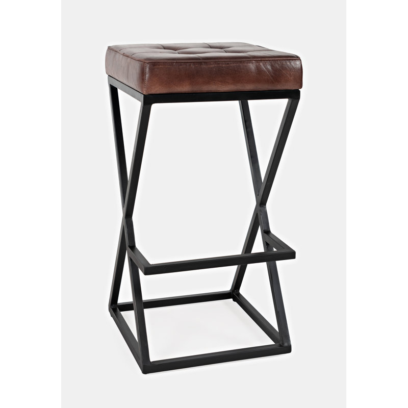 Kellner Upholstered Counter Stool with Metal Frame, Dark Siena 