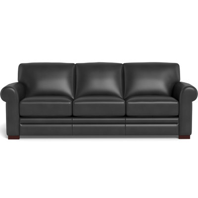 Brookfield 95 Wide Genuine Leather Rolled Arm Sofa