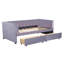 Lit de jour simple tapissier avec dossier ergonomique et 2 tiroirs, gris-1795123427