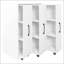 Bibliothèque sur pied à 3 niveaux avec portes coulissantes, rangement coulissant et armoire cachée sur roulettes pour le bureau et la maison