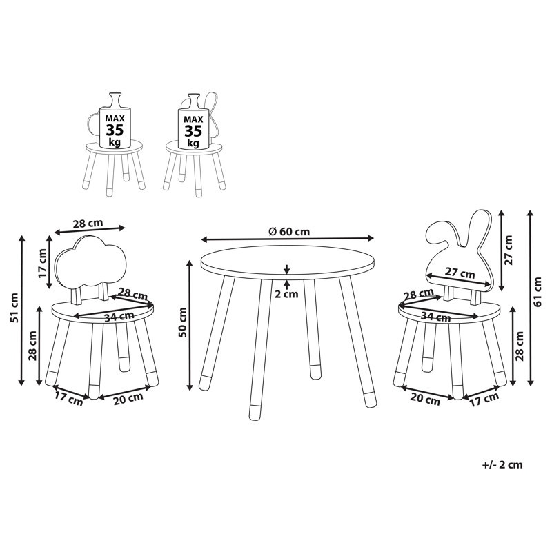 ROBIN Kids 3 Piece Round and Chair Set