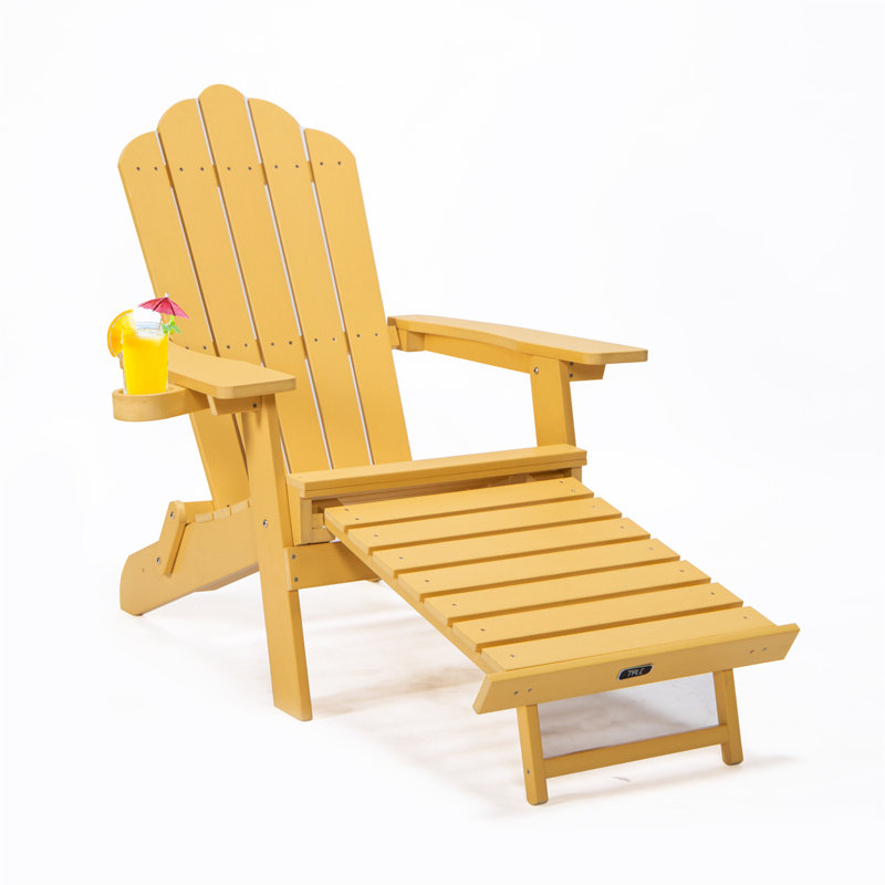 Chaise Adirondack pliante en plastique avec repose-pieds, Jaune