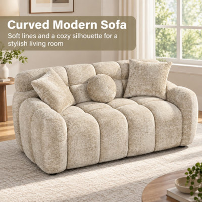64.7" Chenille Upholstered Bubble Tufted Loveseat Sofa