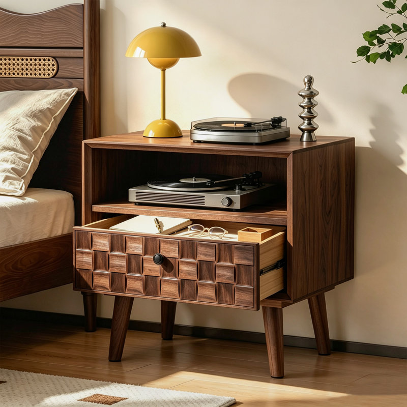 Table de chevet 21,89 po Mid-Century, Brown