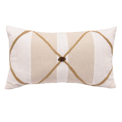 Coussin lombaire en lin avec bouton, l 13 po x L 22 po