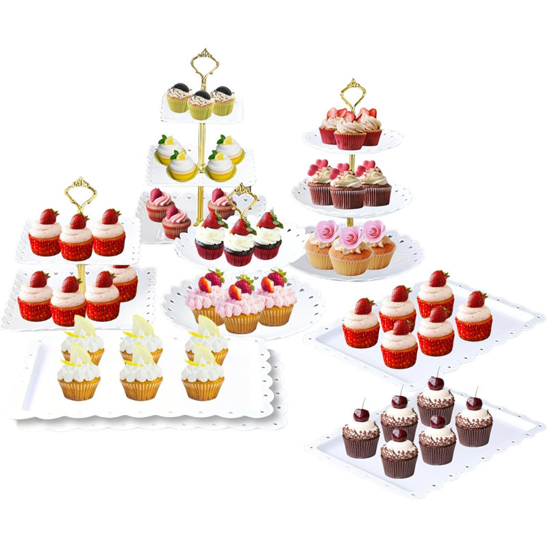 Cake Stand Set 4pcs Fruit Dessert Serving Tray 4pcs 2 Tier/3 Tier Cupcake Stand