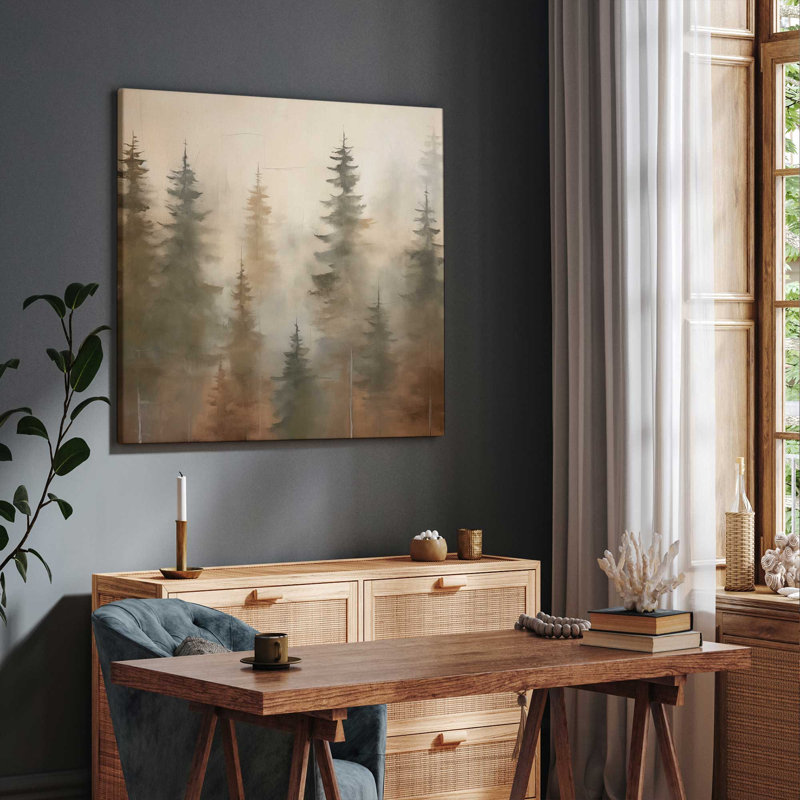 «Foggy Warm Forest I», reproduction sur toile, Toile tendue, H 32 po x l 32 po x P 1,25 po, 1