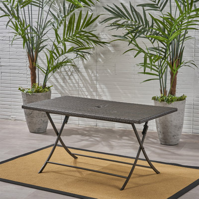 Table de salle à manger polyvalente pliable en osier pour le divertissement en plein air