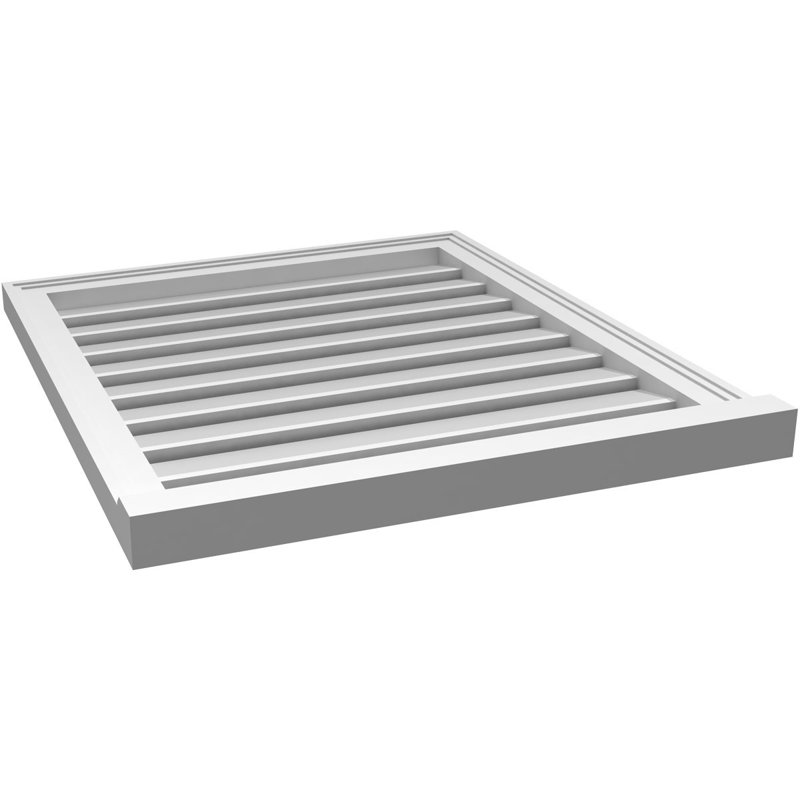 Évent à pignon fonctionnel en uréthane rectangulaire à fixation en surface, brun clair apprêté, H 30 po x l 26 po x P 2 po