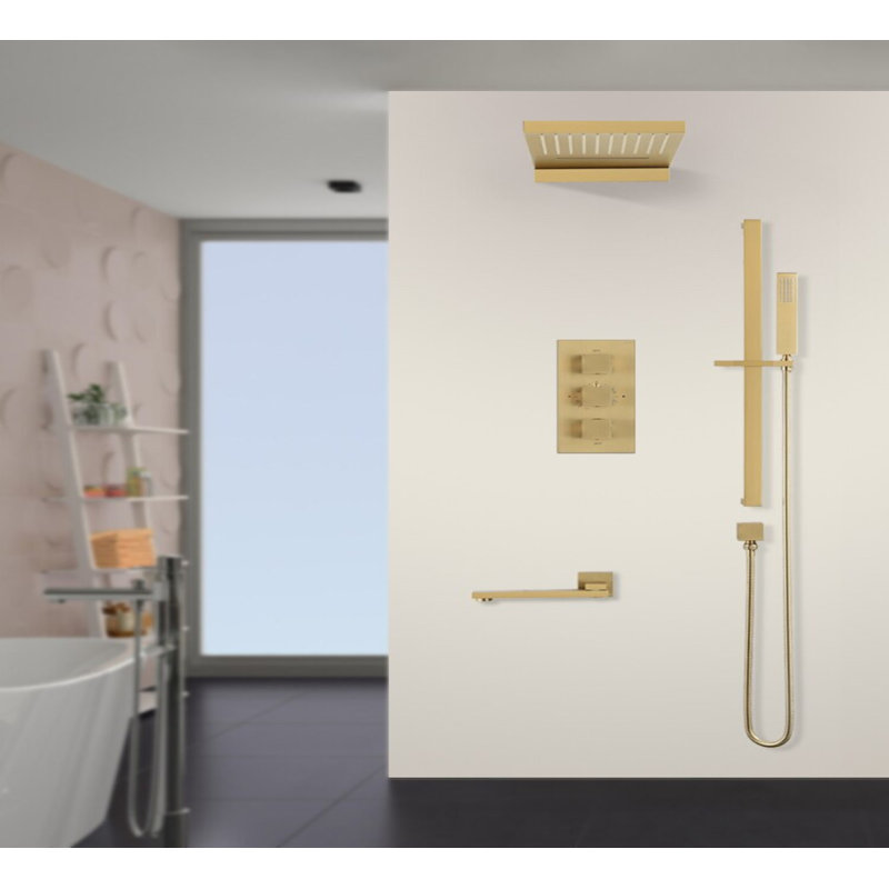 Ensemble complet de douche thermostatique avec pomme de douche et glissière