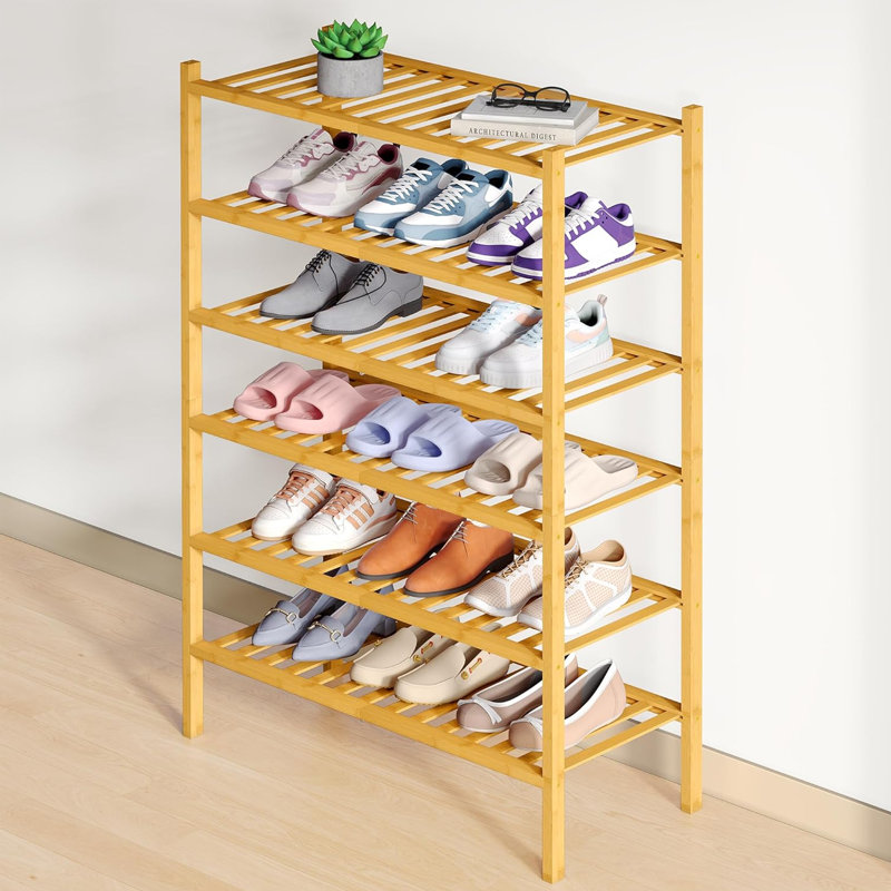 Range-chaussures à 6 niveaux en bambou