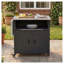 Chariot de barbecue pliable avec station de préparation pour l'extérieur avec deux plateaux de table pliables, un support à ordures et un espace de rangement - Îlot de cuisine de patio noir pour les grillades dans la cour arrière