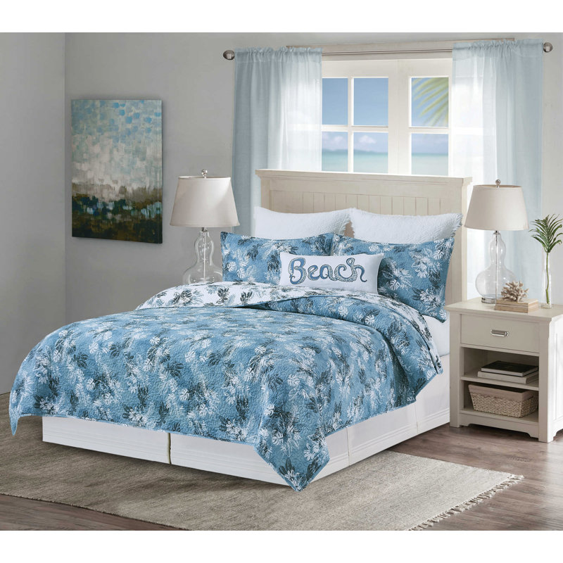 Ensemble de courtepointe réversible en coton Trellis, Blanc, Courtepointe grande et 2 très grandes taies déco