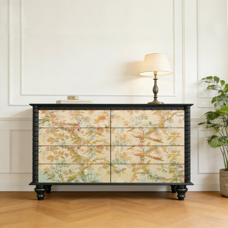 Commode d'entrée Mid-Century en bois massif, Noir