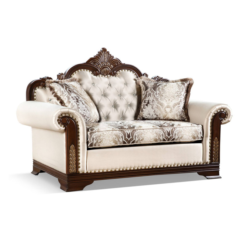 Causeuse l 66 po, cerisier foncé / beige