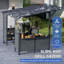 9X10ft Hardtop Grill Gazebo, Lean To Outdoor Bbq Gazebo With Storage Shelves And Expansion Platform, Galvanized Steel Permanent Hard Top Grill Canopy For Patio Backyard Lawn Garden